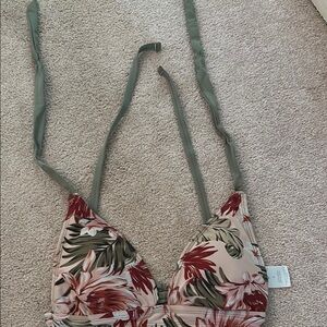 Kona Sol Floral Bikini Top - Red and Green